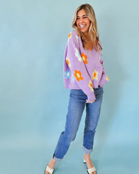 Ditzy Floral Sweater in Purple